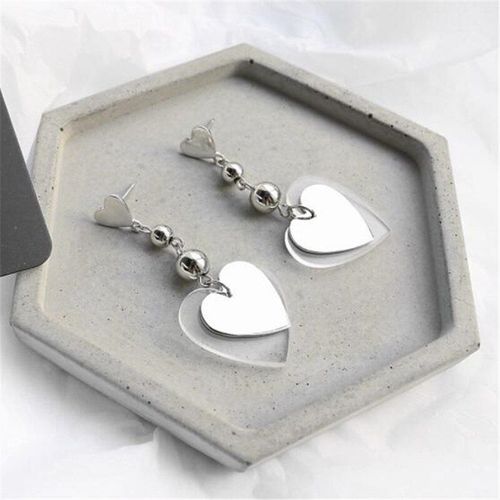 Boucles D'oreilles Punk Vintage Pour Femmes, En Acrylique Transparent En Forme De C¿Ur, Couleur Argent, Accessoires De Bijoux