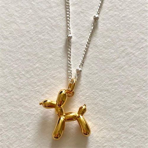 Collier Stéréoscopique Motif Petit Chien De Dessin Animé Pour Femmes, Chaîne De Clavicule En Métal Couleur Argent, Bijoux À La Mode