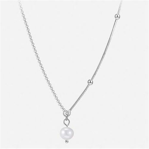Collier Avec Pendentif En Imitation De Perle, Simple Et Élégant, Couleur Argent, Chaîne De Cou Pour Femmes, Bijoux À La Mode
