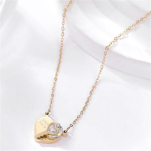 Collier Chaîne En Cristal En Forme De C¿Ur Pour Femmes, 3 Couleurs, En Métal, En Acier Inoxydable, Bijoux Pour La Saint-Valentin