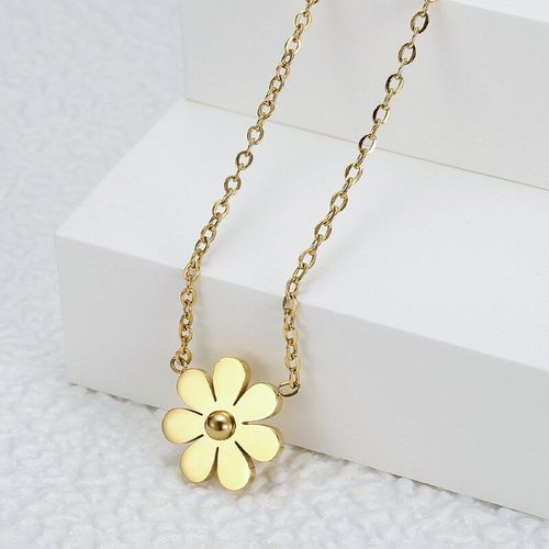 Chaîne De Cou En Titane Et Acier Pour Femmes, Plante De Tournesol Gracieuse, Pendentif, Accessoires Bijoux De Couple, Une Pièce