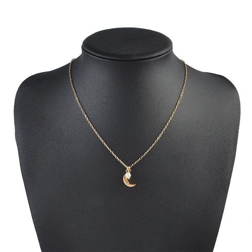 Collier À Pendentif En Forme De Lune Pour Femmes, Design Simple, Couleur Or Argent, Accessoires Ras Du Cou, Charmant, Cadeau De Fête