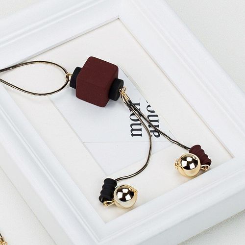 Collier Carré À Longue Chaîne En Bois Pour Femmes, Ras Du Cou, Romantique, Cadeau De Saint Valentin, Lanterne Créative, Bijoux Pendentif