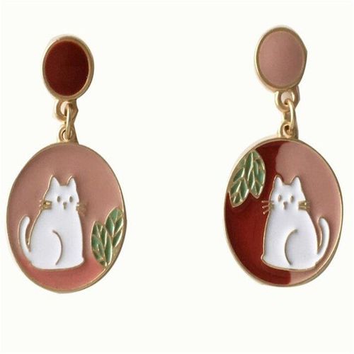 Boucles D'oreilles En Résine Rose Pour Femmes, Bijoux Mignons, Feuilles Asymétriques, Chat, Animaux, Breloques À La Mode