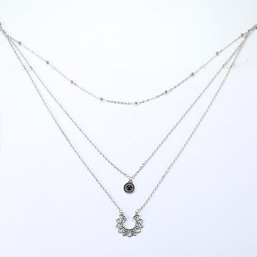 Collier Bohème Ajouré À Fleurs Pour Femmes, Rétro, Pendentif Multicouche, Strass Noir, Mode, Bijoux De Fête Pour Dames