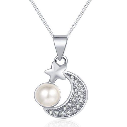 Collier De Perles En Cristal Pour Femme, Élégant, Étoile, Lune, Couleur Or Rose Et Argent, Bijoux Romantiques Pour La Saint-Valentin