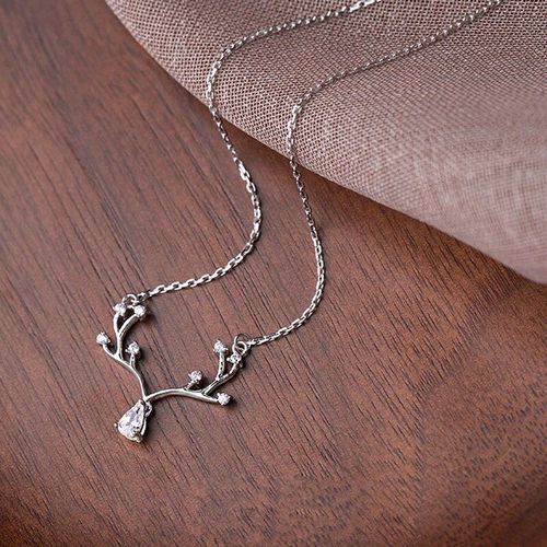 Collier Ras Du Cou En Bois D'élan Pour Femmes, Chaîne Avec Pendentif De Fête De Mariage, Élégant, À La Mode, Cadeaux De Noël