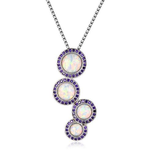 Collier Avec Pendentif En Pierre Naturelle Ronde, Charmant, Bleu Violet, Chaîne De Clavicule De Mariage Exquise Pour Femmes, Cadeau De Fête À La Mode