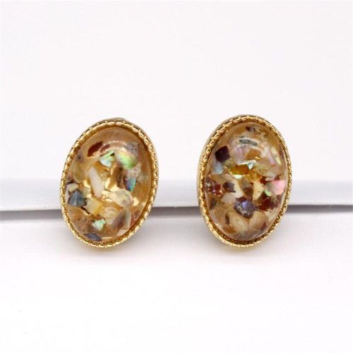 Boucles D'oreilles Ovales Créatives En Métal Doré, Élégantes En Résine Pour Femmes, Accessoires De Bijoux De Fête