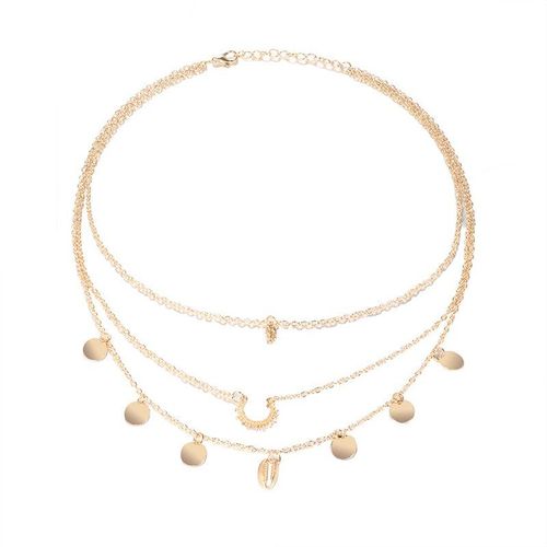 Collier En Chaîne De Feuille De Coquillage En Or Pour Femmes, Pendentifs Multicouches, Bijoux Bohème, Cadeaux De Saint Valentin