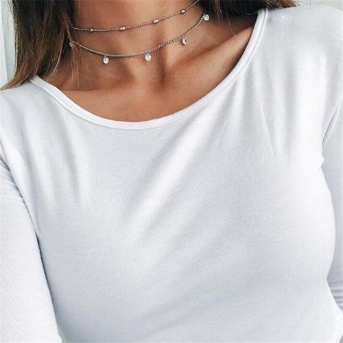 Collier Chaîne De Clavicule En Cristal Multicouche Pour Femmes, Pendentif De Couleur Argent, Bijoux De Fête