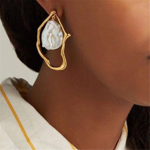 Boucles D'oreilles Créatives Irrégulières En Perle Or Pour Femmes, Bijoux Rétro Élégants Européens Et Américains