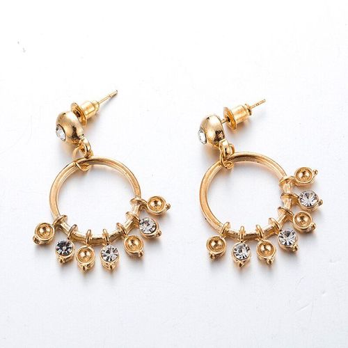 Boucles D'oreilles En Strass À Géométrie Ronde, Pendentif En Or Pour Femmes, Accessoires, Bijoux De Fête De Mariage, Cadeaux