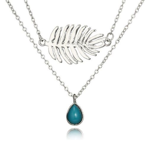 Chaîne De Clavicule En Pierre Naturelle Pour Femmes, Collier Créatif, Pendentif En Feuille De Goutte D'eau, Bijoux De Fête À La Mode, Cadeaux Pour Filles