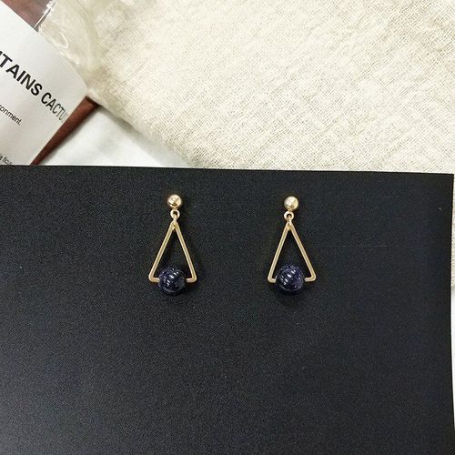 Boucles D'oreilles Triangle Géométrique Pour Femmes, Simple, Bleu Lisse, Orange, Perle, Mode, Cadeaux De Mariage