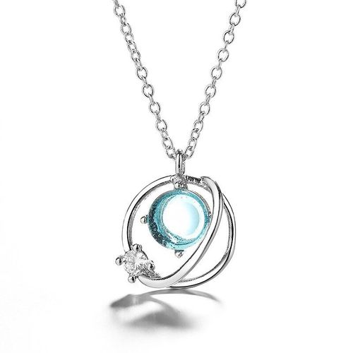Collier Ras Du Cou En Argent Pour Femmes, Élégant, Chic, Créatif, Cristal Bleu, Bijoux De Fête De Mariage, Chaîne Pendentif, Cadeaux