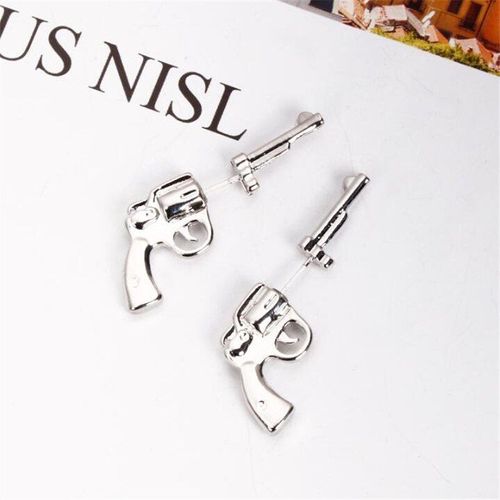 Boucles D'oreilles En Forme De Pistolet, Joli Et Créatif, En Filet, Rouge, En Métal, Couleur Or, Tendance, Hip Hop, Cool, Accessoires Pour Filles