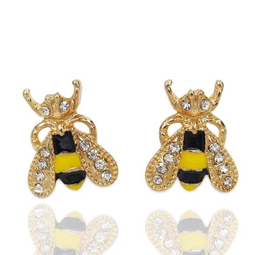Boucles D'oreilles En Forme D'abeille Pour Filles, Bijoux En Strass, Élégants Et Créatifs, Pour Fête De Mariage