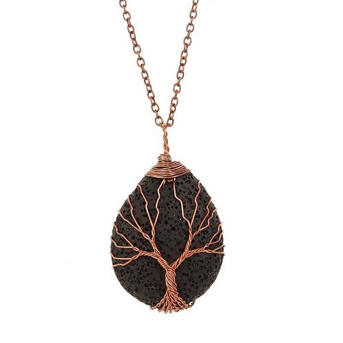 Collier Chaîne En Or Rose Pour Femmes, Pendentif D'arbre Créatif, Bijoux En Pierre Naturelle, Cadeaux De Saint-Valentin Romantiques Pour Filles