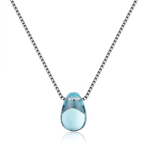 Colliers Goutte D'eau En Cristal Bleu Pour Femmes, Créatif, Romantique, Cadeaux Pour Filles, Élégant, Charmant, Chaîne En Argent