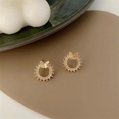 Boucles D'oreilles Papillon En Cristal Doré Pour Femmes, Bijoux Classiques À La Mode Pour Fête De Mariage