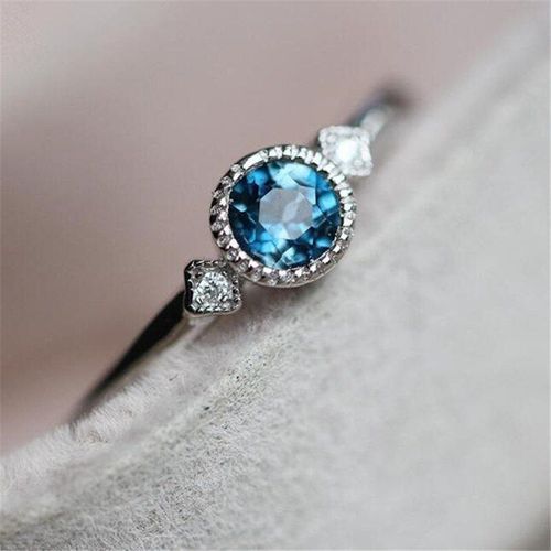 Bague De Luxe En Cristal Bleu Pour Femmes, Bague De Fiançailles, De Mariage, Charmant, Bijoux De Fête, Cadeaux