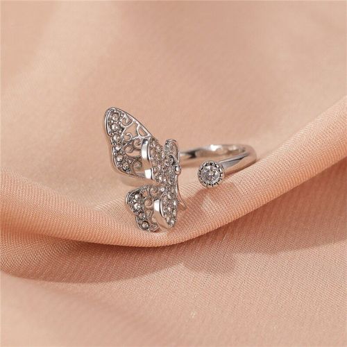 Bague Papillon De Luxe Pour Femmes, Anneau Ouvert Réglable, Couleur Argent, Or Rose, Bijoux De Fête, Cadeau D'amitié