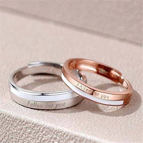 Bague De Couple De Style Simple, Or Rose, Argent, Bijoux De Fiançailles Pour Femmes, Cadeau Romantique Pour Amoureux
