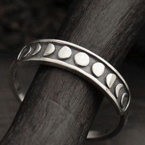 Bague D'éclipse De Lune En Métal, Couleur Argent, Rétro, Simple, Mode Punk, Accessoires Pour Hommes Et Femmes, Bijoux De Fête Créatifs, Cadeau