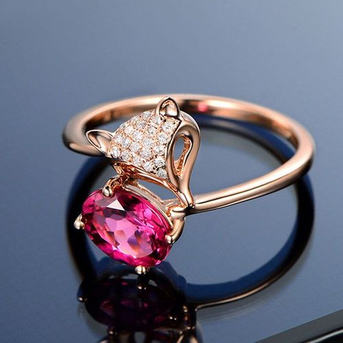 Bagues En Or Rose Pour Femmes, Bijoux De Luxe, Animal, Renard, Charmant, Bijoux De Fête, Cadeaux De Mariage