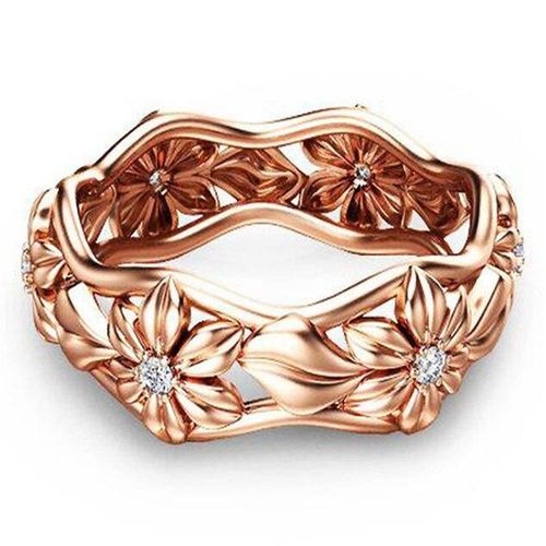 Bague À Fleurs En Cristal Pour Femmes Européennes Et Américaines, En Or Rose, Bijoux De Mariage, Cadeaux