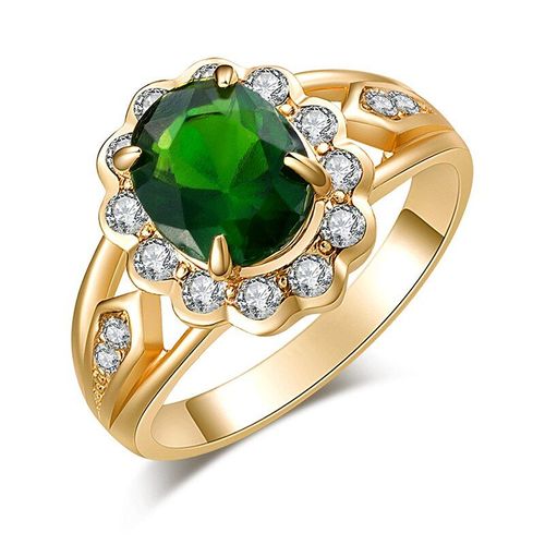 Bagues De Luxe Rétro En Cristal Vert Pour Femmes, Charmant, Bague En Or De Mariage, Bijoux Vintage Pour Dames, Cadeaux Pour Filles