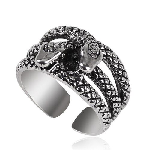 Bague Serpent Punk En Métal Unisexe, Anneaux Réglables, Serpent Créatif À Double Tête, Accessoires De Bague Pour Hommes, Bijoux De Boîte De Nuit À La Mode