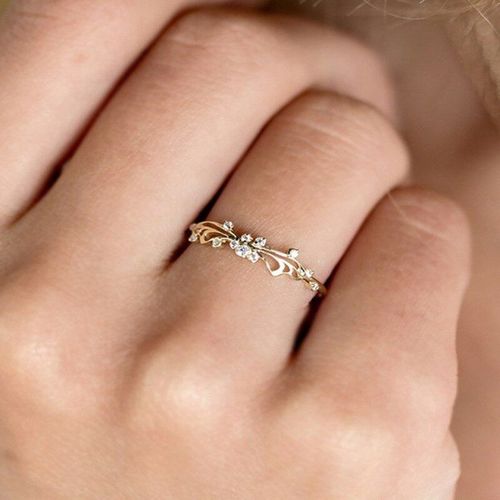 Bagues Géométriques Simples En Cristal Doré Pour Femmes, Bagues De Mariage Pour Dames, Bijoux Romantiques, Cadeau De St Valentin, Promesse D'amour
