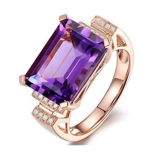 Bagues De Luxe En Or Rose Pour Femmes, Bagues En Cristal Violet, Romantique Et Élégant, Bijoux Féminins, Cadeaux De Fête De Mariage