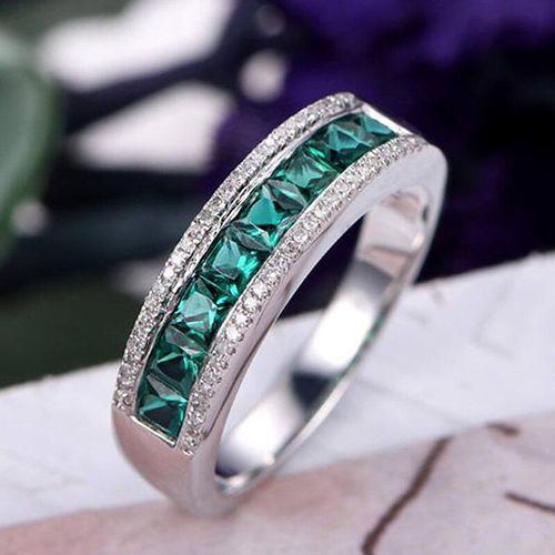 Bagues De Mariage Pour Femmes, Design Classique Concis, Pour Couple, Cristal Vert, Zircon, Bijoux De Personnalité, Cadeau De Saint-Valentin