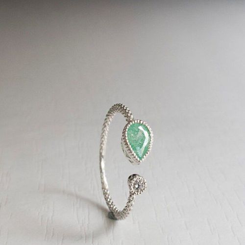 Bagues En Cristal Vert Zircon Pour Femme, Bijou Créatif, Goutte D'eau, Charmant, Pour Fête De Mariage, Cadeau Romantique De Saint-Valentin