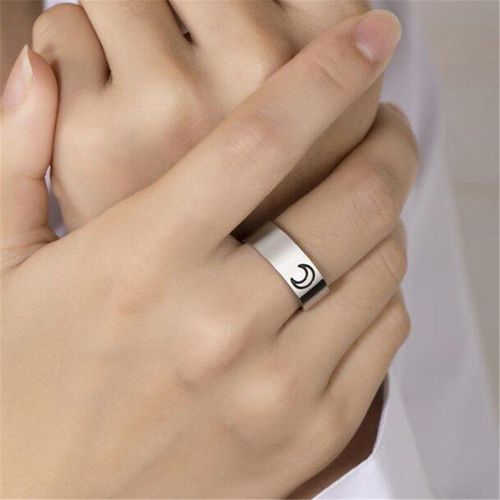Bague Simple En Acier Inoxydable Pour Hommes Et Femmes, Anneau En Métal De Couleur Argent, Motif D'étoile De Soleil Et De Lune, Accessoires De Bijouterie Ouverts, Nouvelle Collection