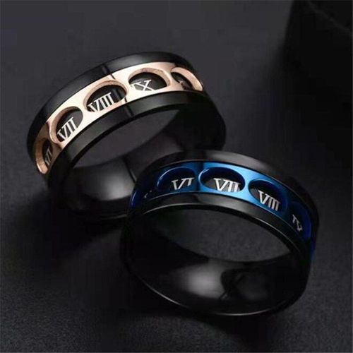 Bague Rotative À Chiffres Romains De 9mm Pour Hommes Et Femmes, En Acier Inoxydable, Bleu, Rose, Or, Accessoires De Bijouterie, Nouvelle Tendance