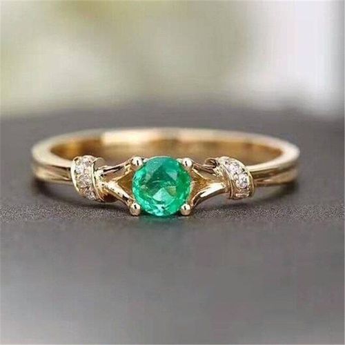 Bague En Cristal Vert Pour Femmes, Design Simple, Élégant Et Charmant, Bijoux En Or, Accessoires De Mode, Cadeau De Fête