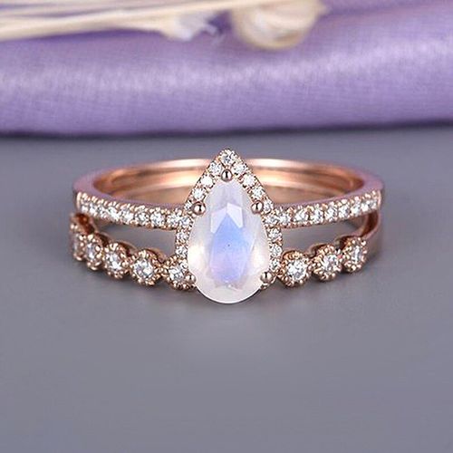 Bagues De Luxe En Or Rose 2 Pièces/Ensemble Pour Femmes, Bague De Fiançailles De Mariage, Cadeau Classique Charmant, Cristal Zircon, Bijoux