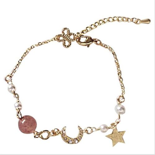 Bracelet Étoile Lune Or En Cristal Pour Femmes, Perle, Joli Bijou, Cadeaux