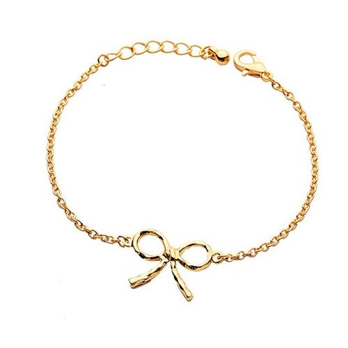 Bracelet En Métal Avec N¿Ud Pour Femmes, Élégant, Simple, Charmant, Chaîne À Mains De Couleur Or, À La Mode, Mignon, Bijoux De Fête Pour Filles