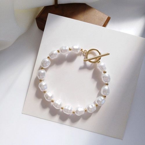Bracelet Doré En Perles De Mariage Pour Femme, Accessoire De Mode, Charmant, Cadeau D'anniversaire, Bijoux De Fête