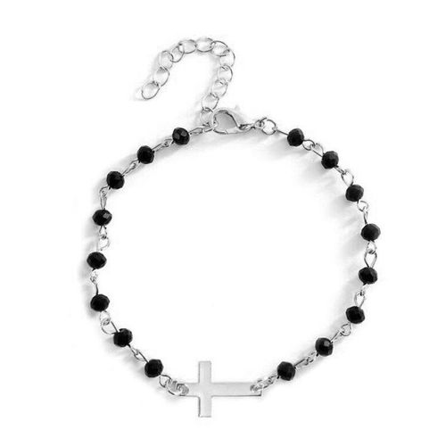 Bracelet En Perles Croisées Style Bohémien Pour Femmes, En Résine Noire, Couleur Or, Chaîne, Accessoires De Bijoux De Fête