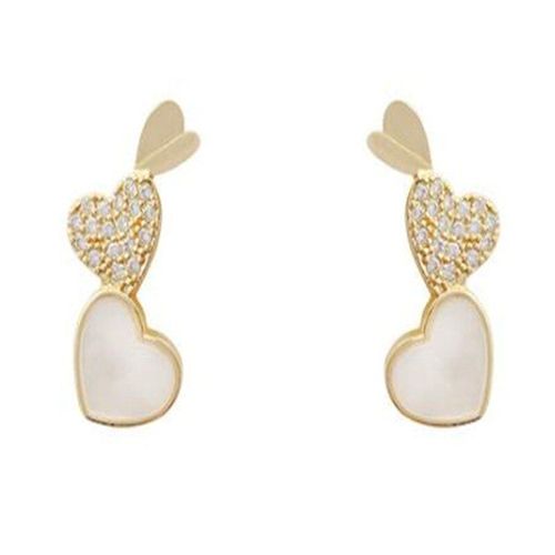 Mini Boucles D'oreilles Géométriques En Forme De C¿Ur, Style Coréen, Cristal Doré, Accessoires De Fête, Bijoux Pour Femmes