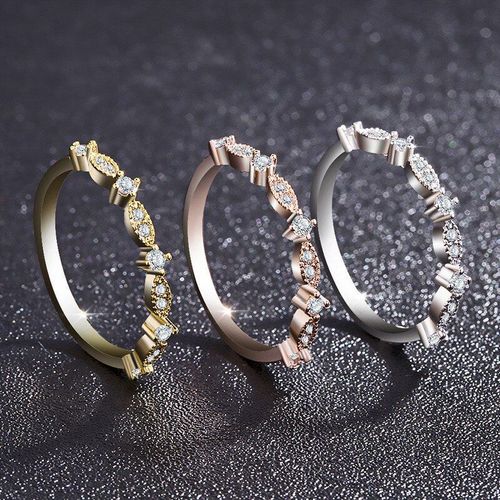 Bague De Luxe En Or Rose Et Zircone Cubique, Anneau De Mariage Éternel, Bijoux De Soirée, Trois Couleurs Au Choix