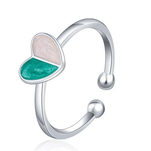 Bague Créative Multicolore De Style Coréen En Forme De C¿Ur, Anneau Ouvert Simple En Résine, Bijoux Cadeau