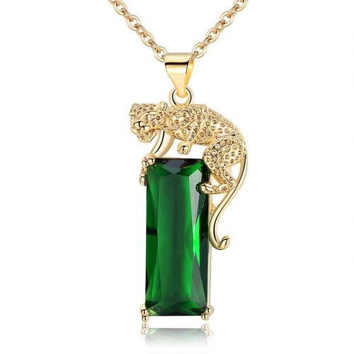 Collier Avec Pendentif Léopard En Or Pour Femme, Bijou De Luxe, Créatif, Mode, Fête, Vert, Cristal, Zircon, Élégant, Cadeau De Mariage