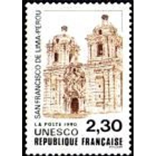 1 Timbre France De Service 1990 , Neuf - Unesco San Francisco De Lima Au Pérou - Yt N° 102